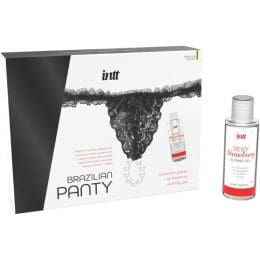 INTT RELEASES - BRAZILIAN BLACK PANTY WITH PEARLS AND LUBRICANT GEL 50 ML 2
